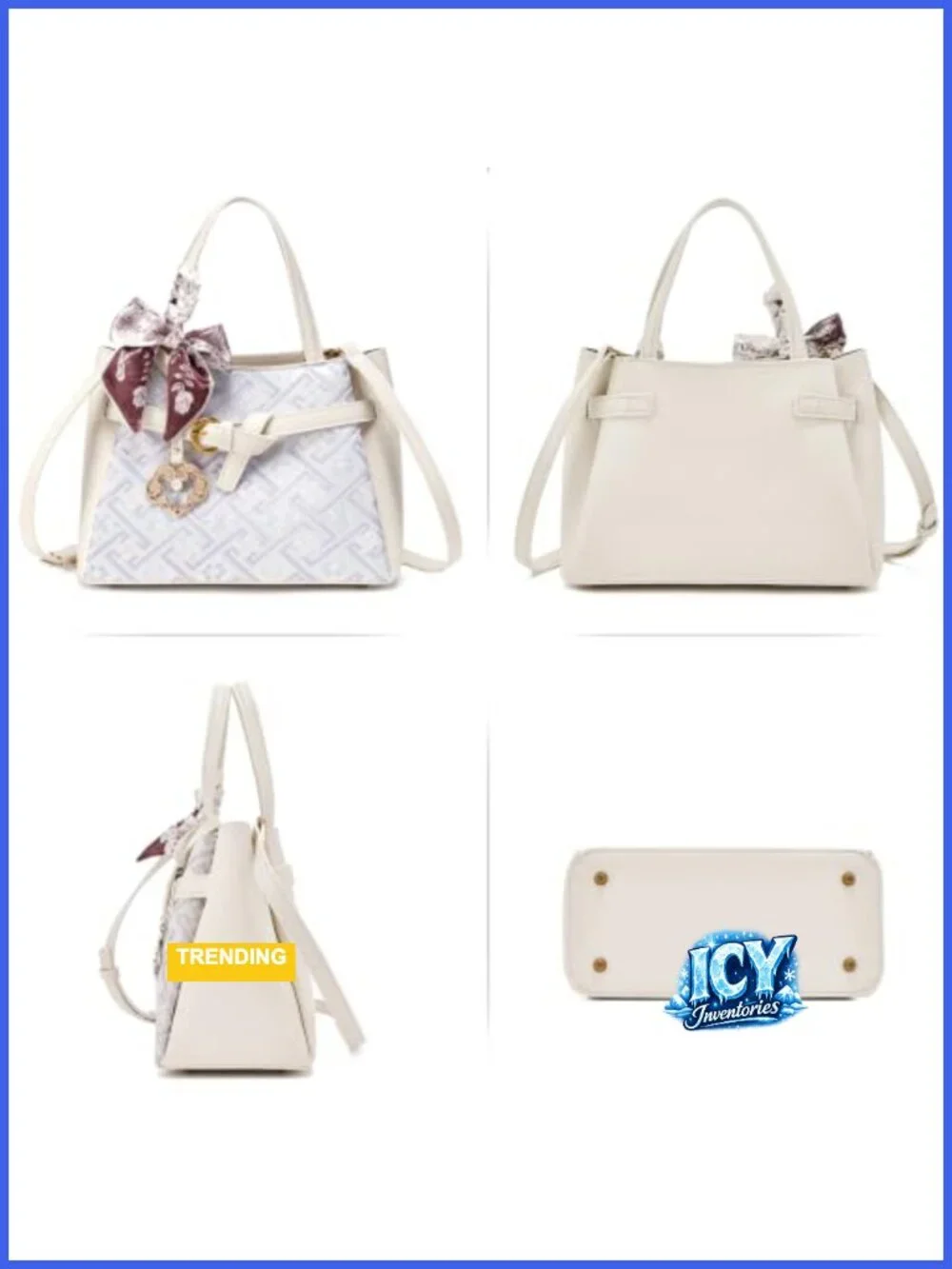 Vintage Leather Satchel Handbag with Embroidery Zipper Closure Tote Top-handle